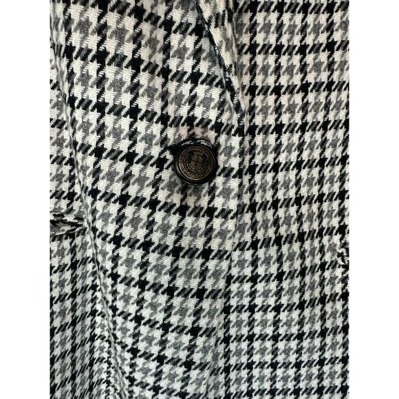 Vintage Gray White Houndstooth Academia Wool Blend Oversized Blazer Size 16 - Picture 5 of 12
